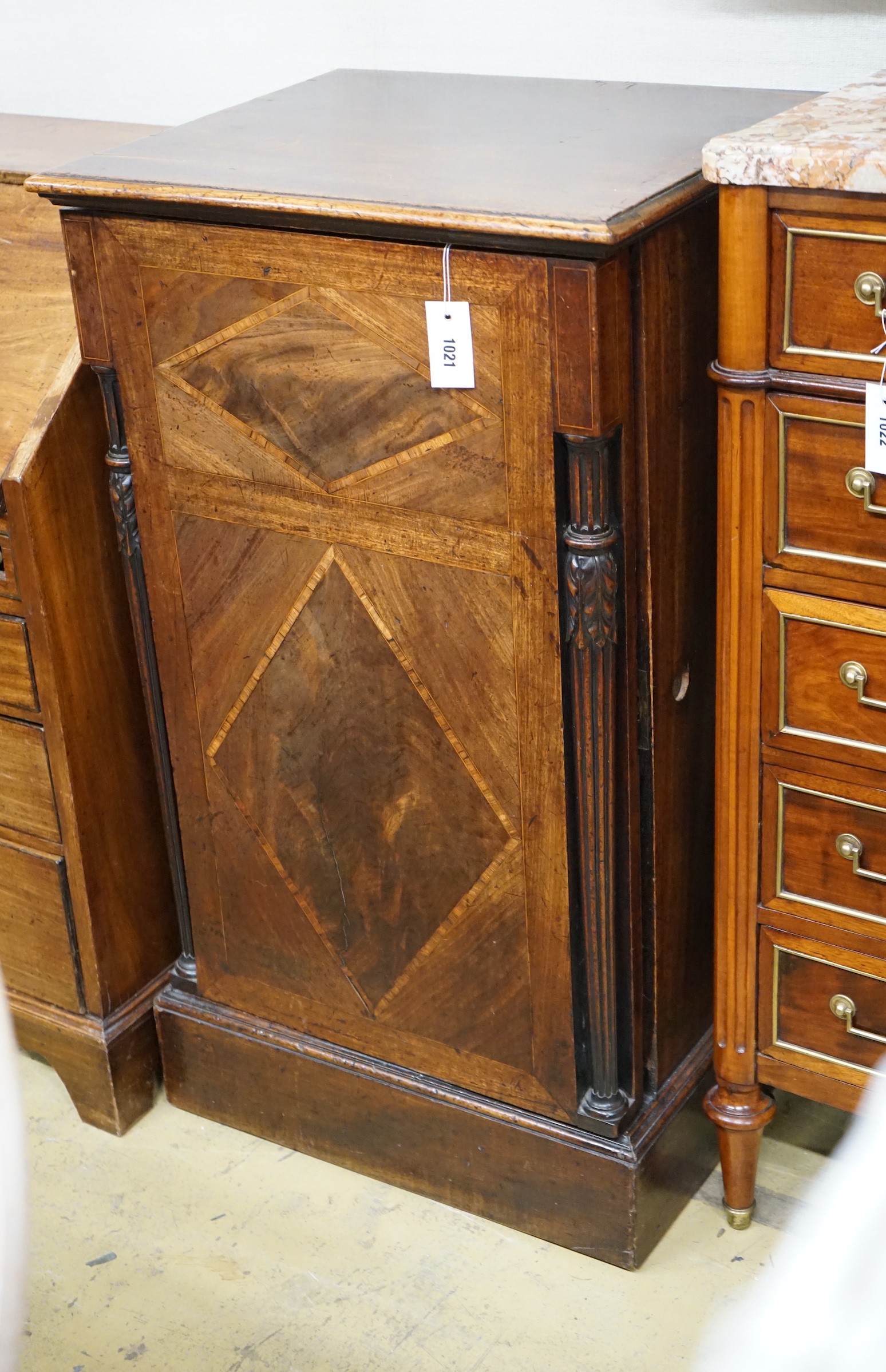 A George IV mahogany pedestal cabinet (formerly a sideboard section), length 57cm, depth 49cm, height 102cm